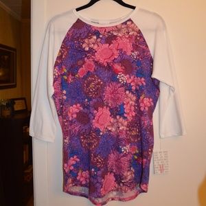 NWT Lularoe Randy Medium White Pink Purple Flower